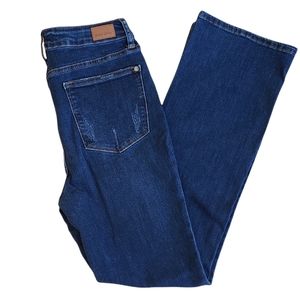 Judy Blue Women Jeans Slim Boot Cut Dark-wash Distressed Whiskered Sz 11/30